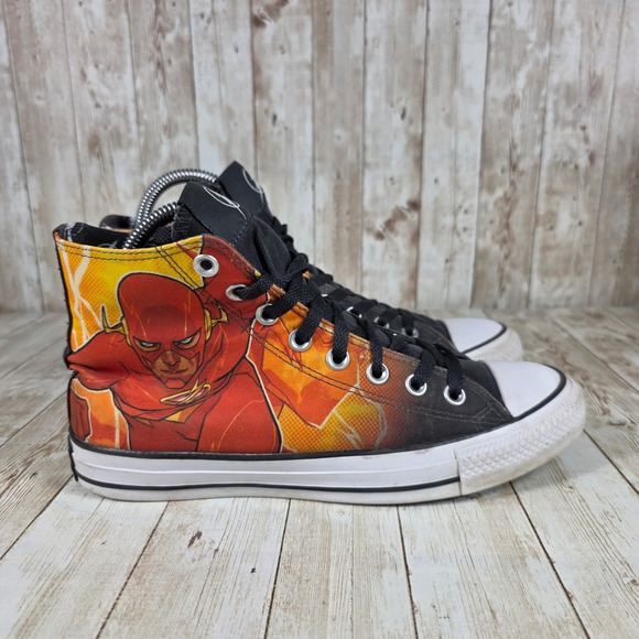 Converse The Flash High Top Sneakers DC Comics‎ Graphic Shoes Black Size 7 - Picture 1 of 8